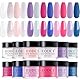 EODCI Nagel Dip Pulver Set, 12 Farben Valentinsnagelkunst Starter Maniküre Salon DIY zu Hause Rosa Lila Blau Dunkelrosa Hellviolett Keine erforderliche Nagellampe ausgehärtet
