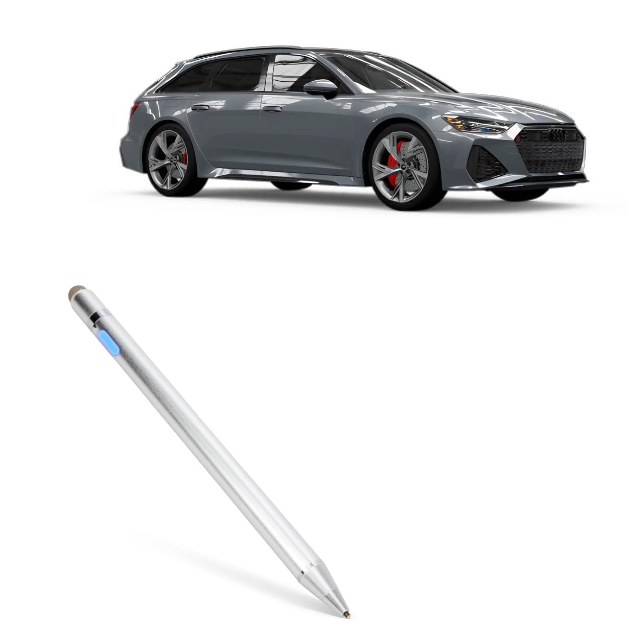 BoxWave Stylus Pen Compatible with Audi 2021 RS6 Avant (10.1 in) - AccuPoint Active Stylus, Electronic Stylus with Ultra Fine Tip - Metallic Silver