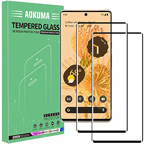 AOKUMA 3D Vetro Temperato Google Pixel 6 Pro, [2 Pezzi] Pellicola Protettiva Google Pixel 6 Pro 3D Vetro Temperato Antiurto Antigraffio e Anti-impronta, Durezza 9H, Compatibile con Cover (Bordo nero)