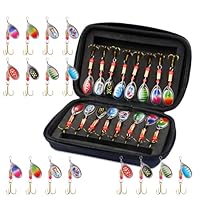 Angelköder Set, 16 Stück Blinker Angeln Spinner Köder Set Multi-farbige Angelset mit Tragetasche für Forelle, Barsch, Zander,Lachs, Hecht, Walleye