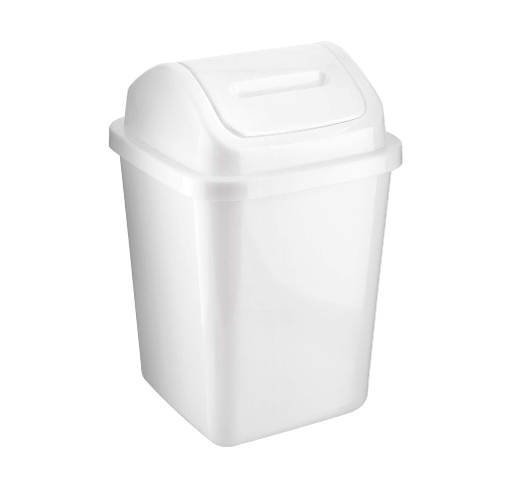 ZOOM Plastic Swing Top Bin 5L Waste Paper Rubbish Trash Can Square Small Swing Top Desktop Kitchen Bathroom Garbage Dustbin, 5 Litre (White)