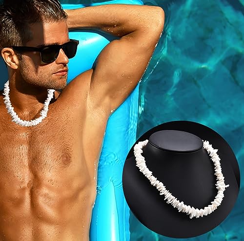 FIRAZIO 5pcs Puka Shell Necklace - Summer Beach Surfer & Hawaiian Necklace for Men & Women - White Beach Jewelry2