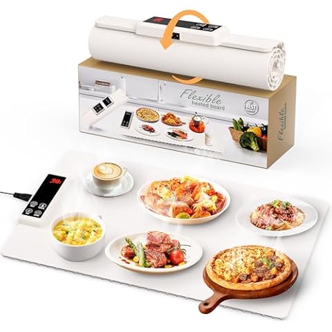Furnhome Food Warming Mat, Electric Warming Tray with 6 Temperature Settings & 5 Timer Options, Foldable Portable Warming Mat for Food, Thawing, and Drying - Perfect for Parties and Daily Use. Cover