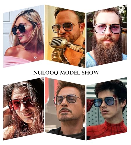 Image of Tony Stark Polarized Sunglasses for Men - Women Vintage Aviator Square Metal Frame Iron Man Edith Glasses