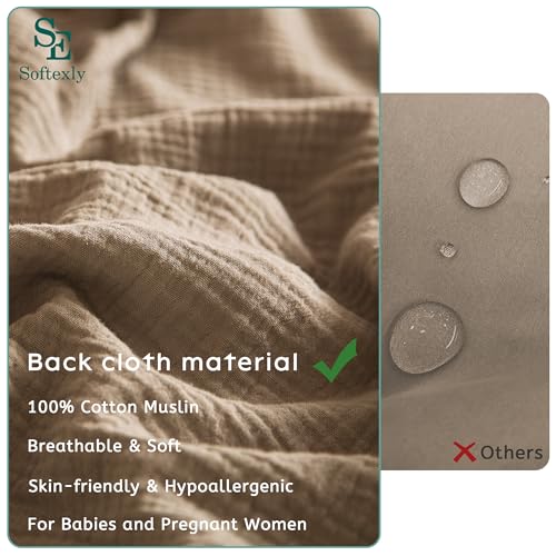 SE SOFTEXLY Muslin Duvet Cover Twin Size, 100% Washed Cotton Duvet Cover Set, Ultra Soft Comforter Cover Linen Like, 2 Pieces Minimalist Gauze Duvet Cover with 1 Pillowcase, 68"x90", Light Brown