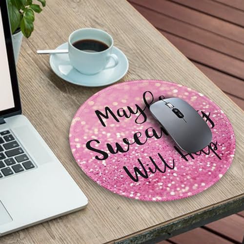 Image of Gctriki Computer Mouse Pad, Funny Pink Round Mouse Pads for Desk Travel Work Laptop Gaming, Cute Pink Home Office Supplies Desk Accessories Decor Inspirational Graduation Gifts Office Gifts