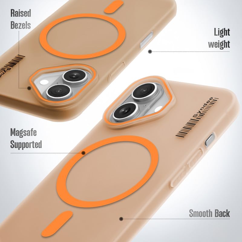 Image of Mr. Case Back Cover for iPhone 16 Sleek Frosted Translucent Back with Wireless Charging Support | Anti-Scratch Shockproof Phone Case - Orange