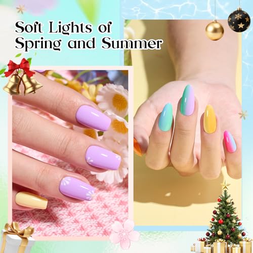 Image of Beetles Summer Gel Nail Polish - Seasons Impressions Collection, 25 Colors Bright Gel Polish White Red Pink Nude Green Purple Blue 4th of Julu Nails Glossy Matte Glitter Top Base Coat Gifts for Women