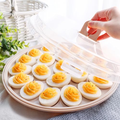 Shindel HSHD0566 Deviled Egg Platter, Round Deviled Egg Tray Brown Deviled Egg Carrier thumb #5