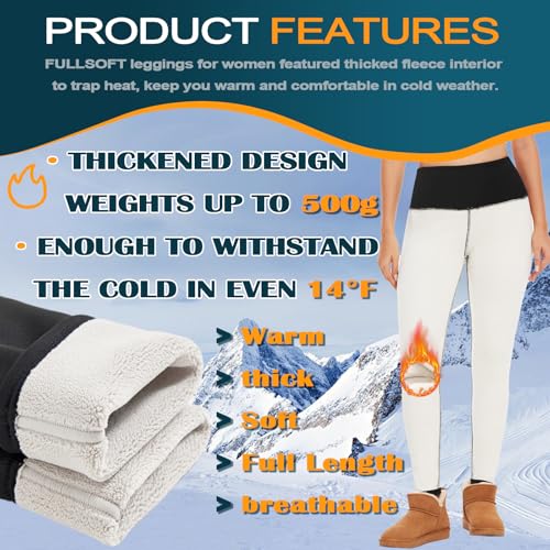 FULLSOFT Thick Fleece Lined Leggings for Women – High Waisted Winter Thermal Warm Yoga Pants Workout Tummy Control Leggings3