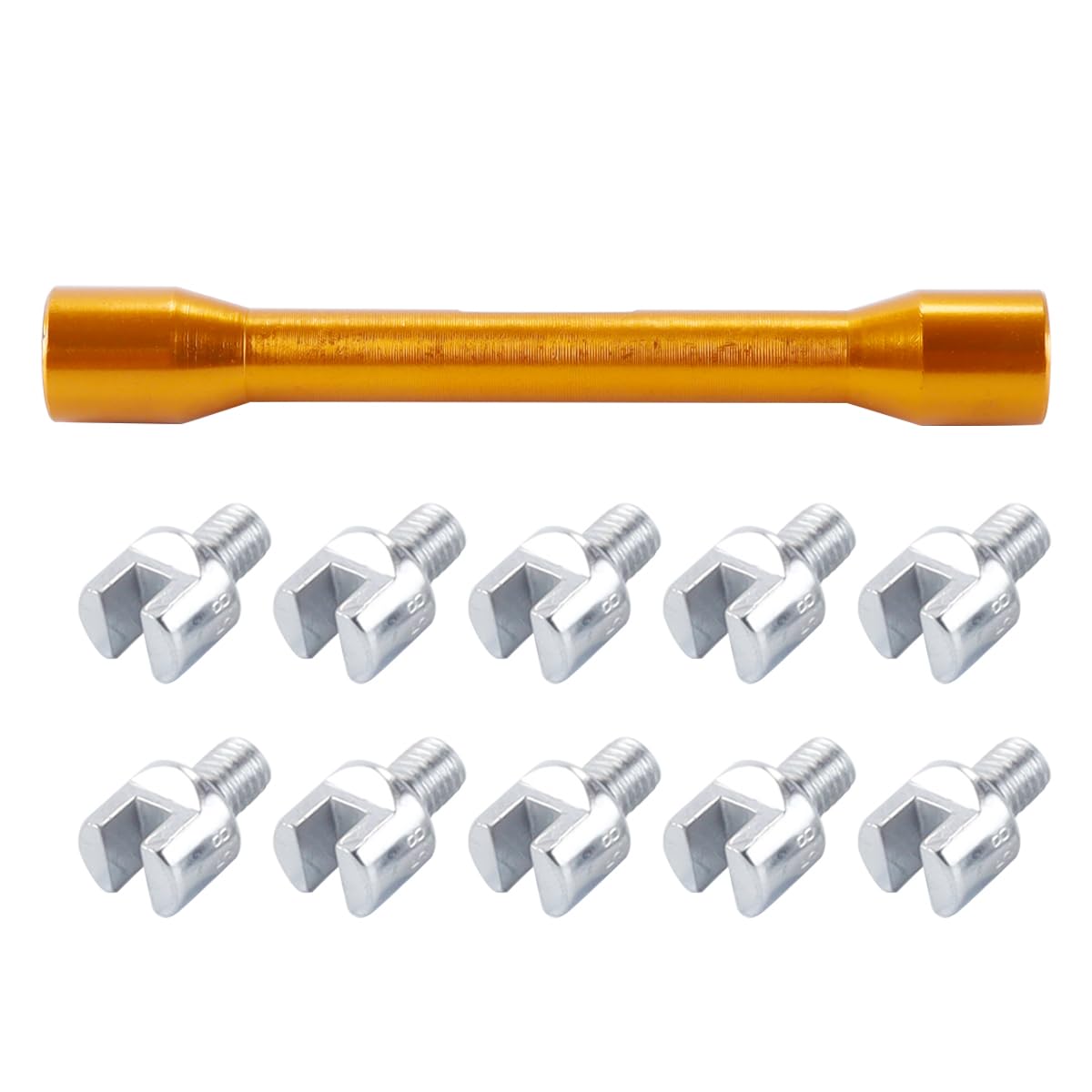 Ausi Llave dinamométrica universal ajustable para radios de motocicleta, juego de llaves CNC de 5,0 a 6,8 de longitud, de aluminio dorado, con caja de almacenamiento para motos y motos de cross.