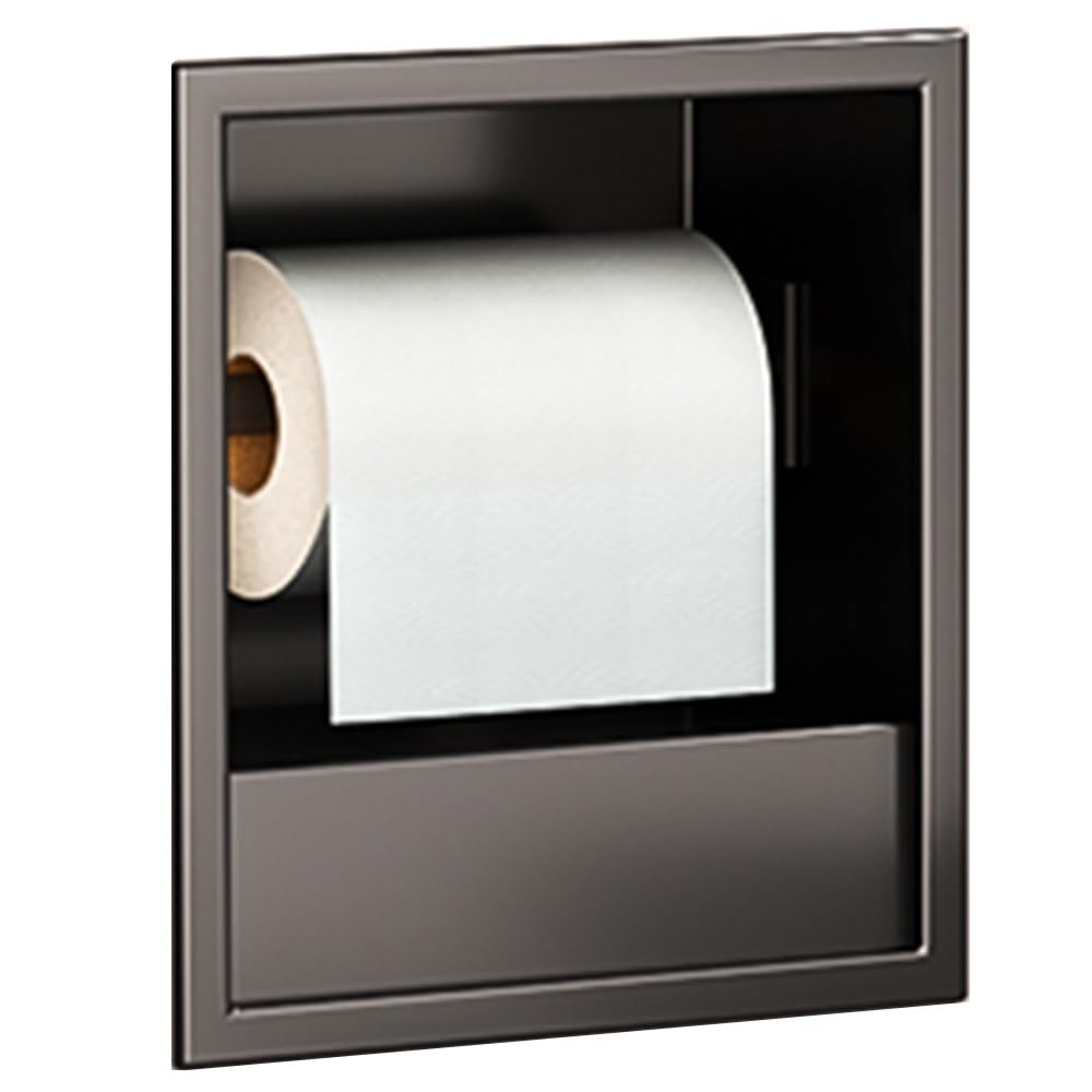 SaryEdge Stainless Steel Bathroom Shelf Wall-Mounted Toilet Paper Holder with Trash Can Ideal for Bedroom & Kitchen Decor,Gris-17X23X12.5cm-7X9X4.9in,Gris-17X23X12.5cm-7X9X4.9in