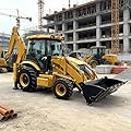 Heavy-Duty Backhoe Loader with Swivel Rear Excavator and Heavy-Duty Front Bucket, Reliable Compact Loader for Construction, Agricultural Tasks, Lifting, and Demolition