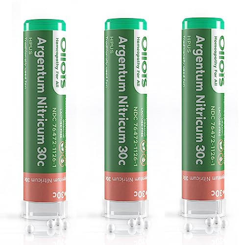 OLLOIS Argentum Nitricum 30c Organic, Lactose-Free, Kosher Homeopathic Medicine, 80 Pellets (Pack of 3)