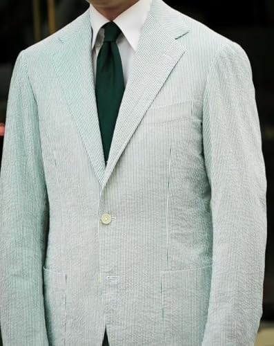 Mens Seersucker Suit Blazer Men Summer Lightweight Jacket Sports Coat Beach Wedding Party Prom Daily Casual Outfit Jacket3