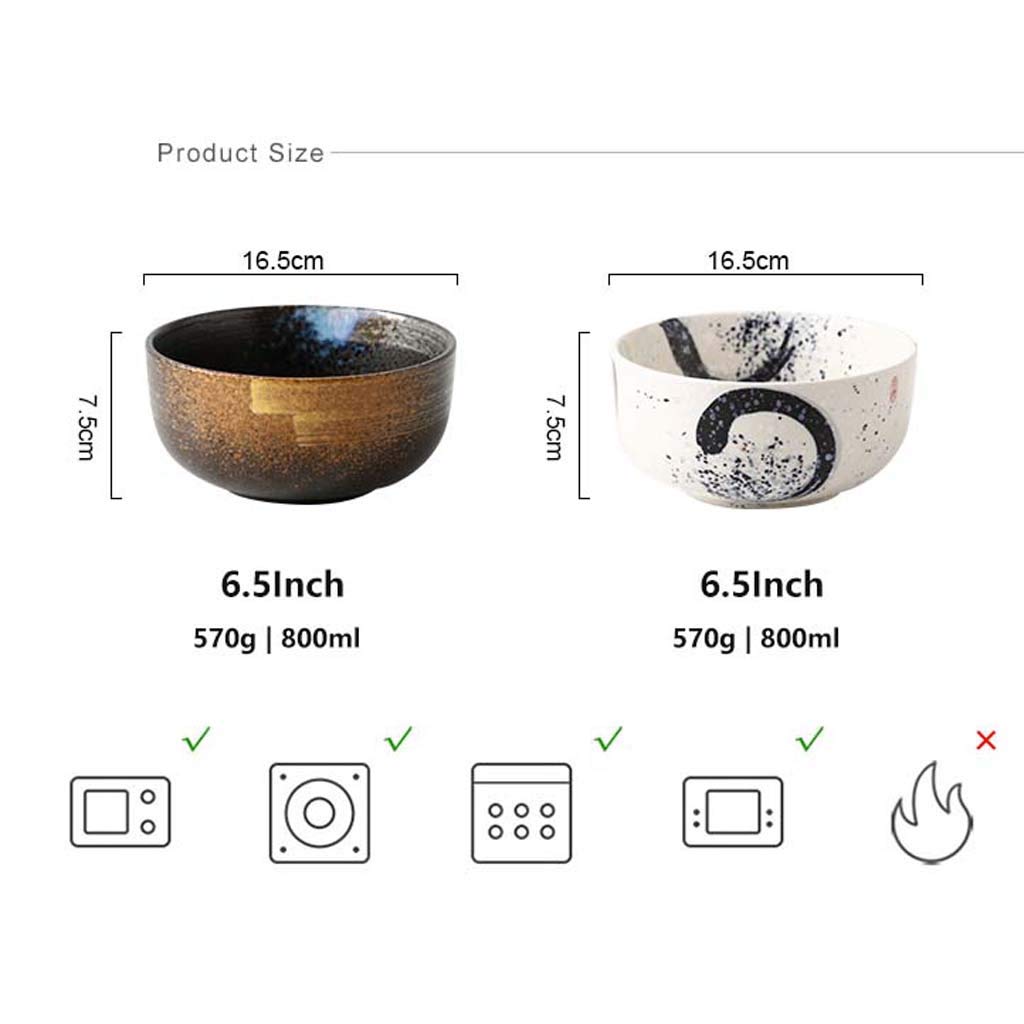 Zxw 6.5Inch Ceramic Soup Bowl, Retro Creative Cooking