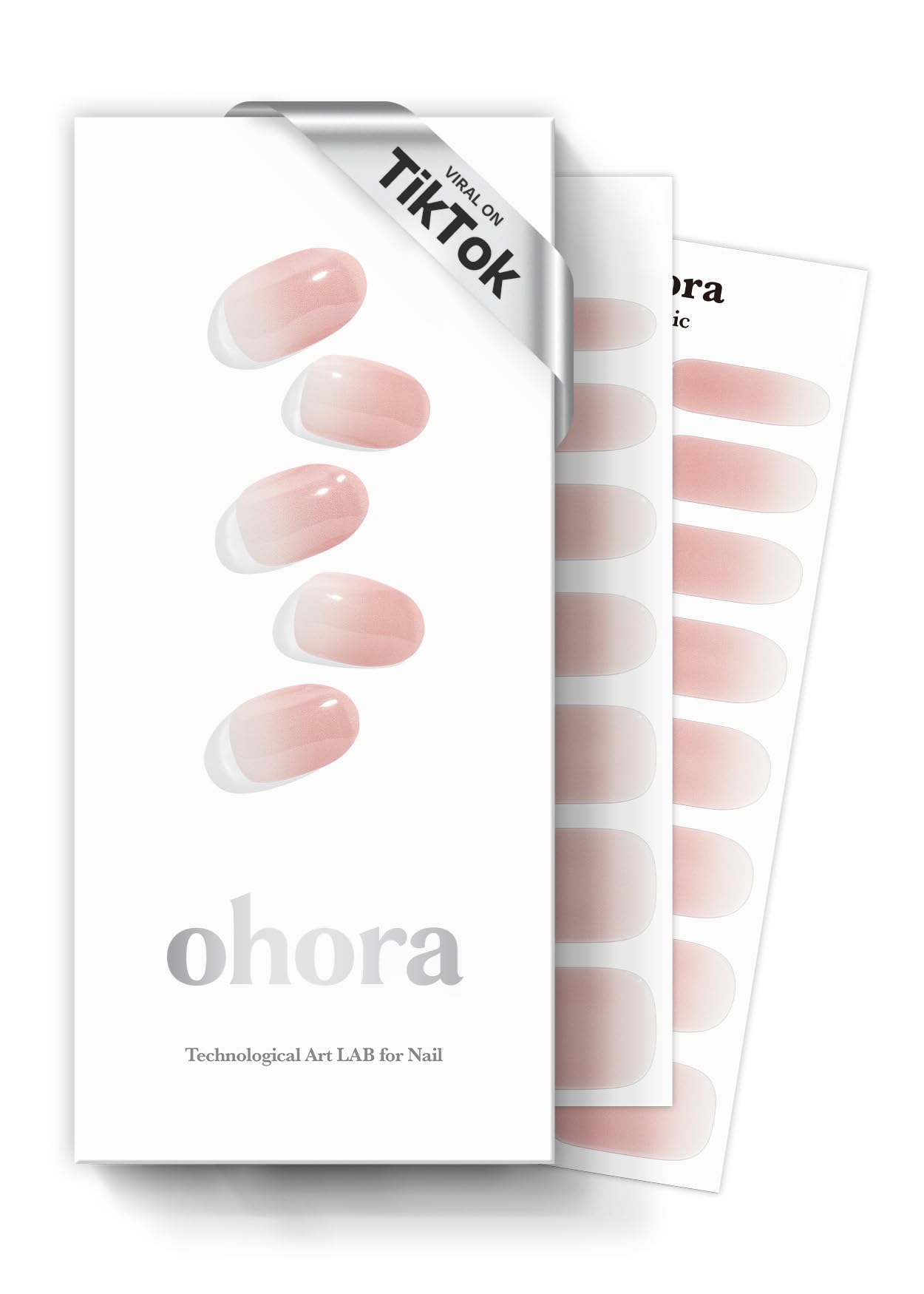 ohora Semi Cured Gel Nail Strips (N Be Pinkish) - Pink, Ombre, Works with Any UV/LED Lamps, Salon-Quality, Long Lasting, Easy to Apply & Remove - Includes 2 Prep Pads, Nail File & Wooden Stick