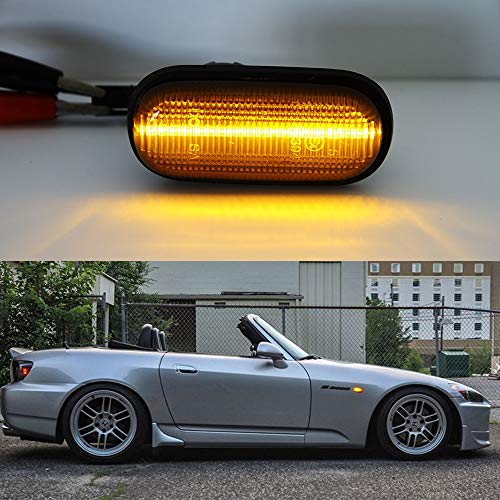 Civic/Accord Smoked Lens LED Side Marker Lamps For Honda S2000 Accord CivicPrelude CRX Fit Amber LED Fender Driver Turn Signal Lights Kits OEM Sidemarker Replacement - Thumbnail 7