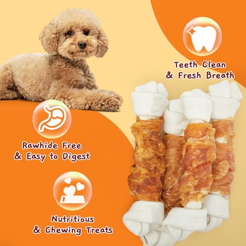Jungle Calling Rawhide Free Dog Bones, 6.5 Inch Real Chicken Wrapped Dog Chew Bones For Medium And Large Dogs Training Treats thumb #4
