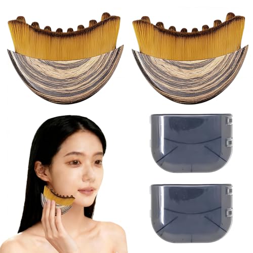 2 spazzole linfatiche per il contorno e la disintossicazione, delicata spazzola in legno per il drenaggio linfatico per viso, collo e mascella, migliora la circolazione, riduce il gonfiore e definisce