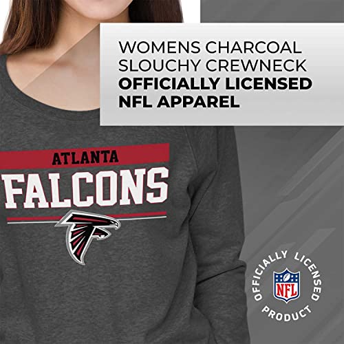 Team-Fan-Apparel-NFL-Womens-Charcoal-Crew-Neck-Football-Apparel-Light-Weight-Slouchy-Raglan-Sleeve-Crewneck-Pullover-Atlanta-Falcons-Black-Womens-Medium