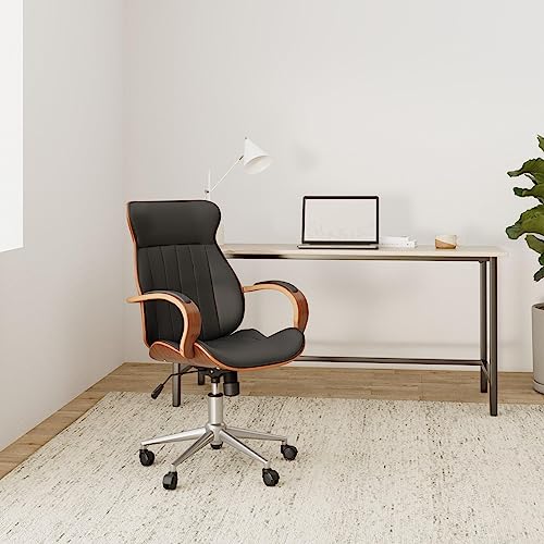 Sedia da Ufficio Melilla in Similpelle I Sedia ergonomica I Seduta Confortevole I Funzione Girevole a 360, Funzione Dondolo, Colore:Noce/Nero - Sedia gaming - Immagine 1