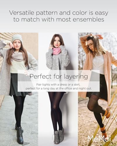 Image of MeMoi Chevron Control Top Tights, Smoothing Tummy Control 60 Denier
