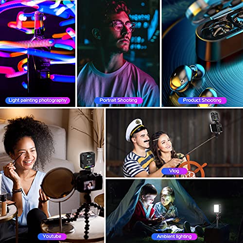 RGB LED Video Licht, VL64 Licht Fotografie 360 ° Full Color, W 3 Cold Shoe, 5000-9000K Dimmable Led Videoleuchte für… – Bild 8