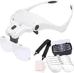 Lupa De Cabeça Profissional Óculos Leitura 2 Leds 5 Lentes Aumento Branco CBRN01385 - Commerce Brasil