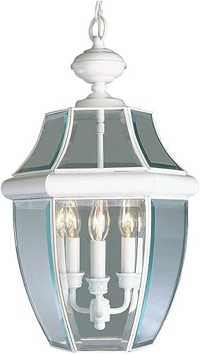 Livex Lighting 2355-03 Monterey - Farol colgante de 3 luces, para exteriores, color blanco