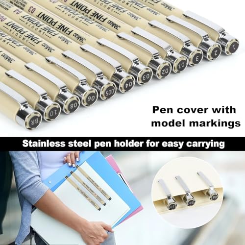 Image of Micro Fineliner Pens Set of 12 - Black Waterproof Archival Ink Drawing Pens | Precision Art Markers for Sketching, Outlining, Illustration, Manga & Calligraphy