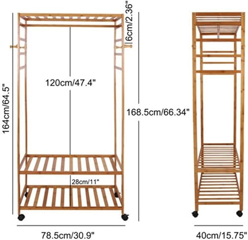 Miniatura 6 de Percheros de ropa con ruedas colgantes resistentes con estantes organizadores de almacenamiento de ropa de zapatos