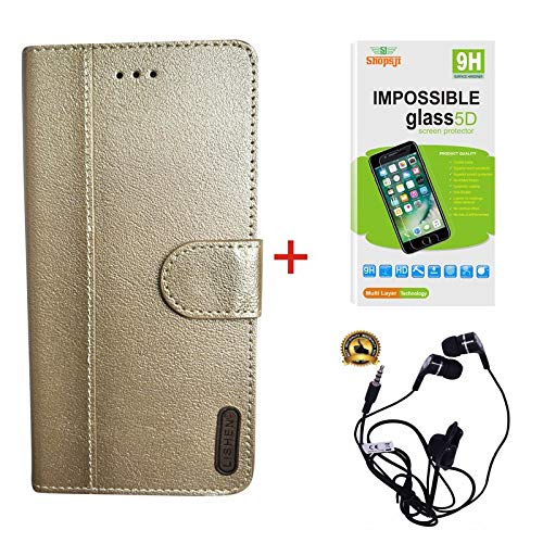 Lishon Flip Cover, Headphone & Impossible Glass for Redmi Note 5 Pro