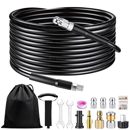 Furet Karche 10M, Tuyau Deboucheur Canalisation Haute Pression, Tuyau Nettoyeur Haute Pression, 5800 PSI/400 Bar, Compatible avec Karcher K2-K7, avec Buse...