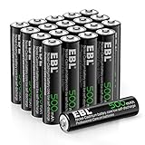 EBL AAA Rechargeable Batteries Packs, Outdoor Solar Lights Garden Light Replacement 1.2V 500mAh High Performance AAA Battery - 20 Packs