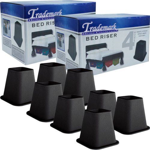 Trademark Home 8 Pack of Black Bed Risers ? 6 Inches - As Seen on TV