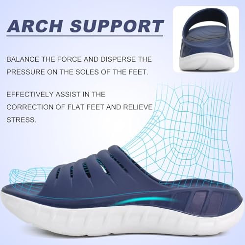 KuaiLu Mens Recovery Sandals Orthotic Thick Cushion Open Toe Sport Slides With Comfortable Plantar Fasciitis Arch Support, Reduces Stress on Feet, Joints & Back Post-Exercise3