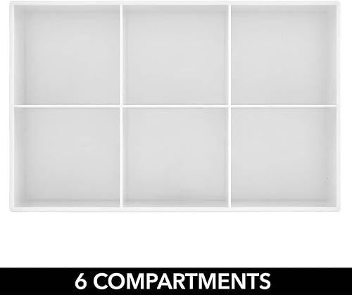 Miniatura 4 de mDesign Organizador de plástico de almacenamiento de maquillaje con 6 secciones para encimera de baño, soporte de tocador para cepillos cosméticos,