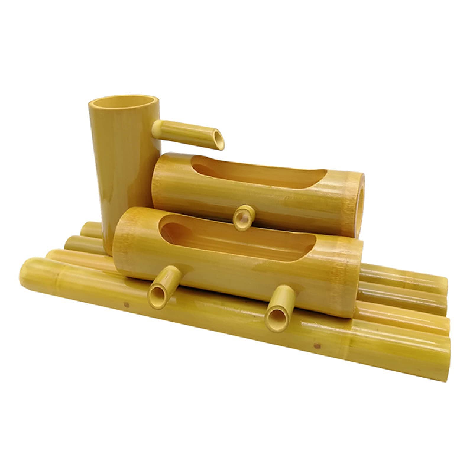 Aioneer Bamboo Fountain Decor, Poly Resin Pouring Bamboo Fountain Water Spout with Pump, Garden Decoration, Waterfall, Outdoor Japanese Garden Feature,50cm Decoration