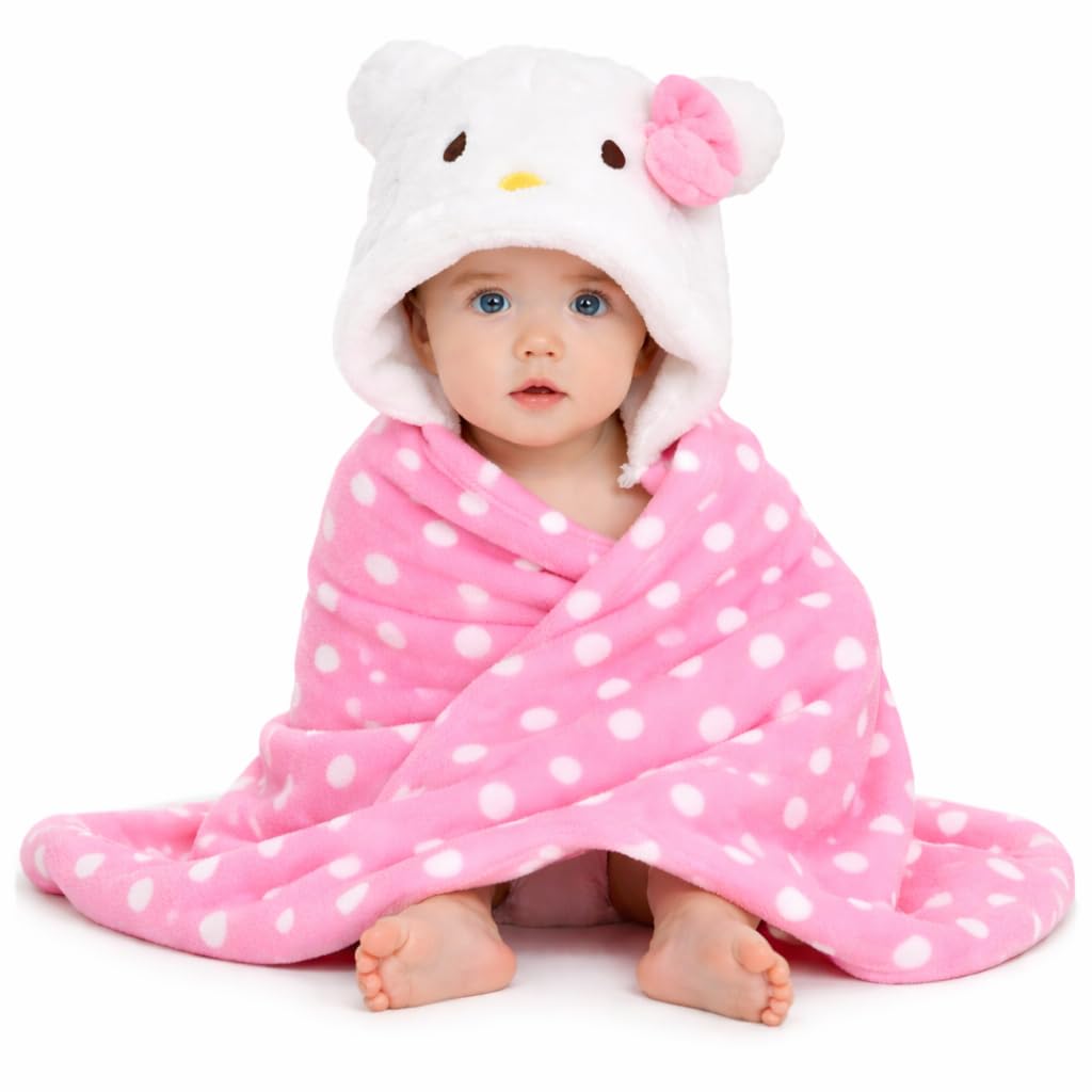 BRANDONN Ultra Soft Organic Premium Bathrobe Cum Bath Gown for Babies Cum Baby Bath Towel(Pink Polka Kitty)-image-15