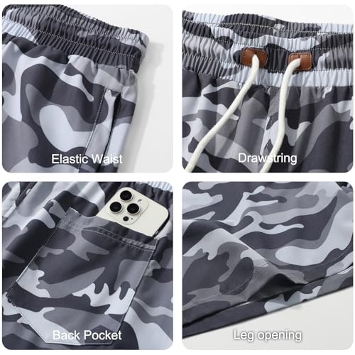 Surenow Mens Athletic Shorts Running Gym Shorts Casual Drawstring Elastic Shorts Stretch Summer Shorts with Zipper Pockets4