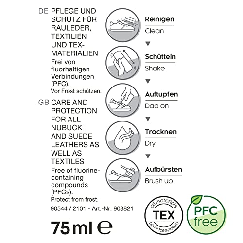 biped Rauleder Pflege zur Farbauffrischung, Schutz und Imprägnierung - Wildleder, Velours Nubuk Pflegemittel Stick - für Textilien und TEX-Materialien - PFC frei 75 ml z2790(farblos)