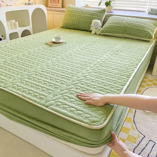 JIANINGHOME Sábana bajera ajustable de franela de algodón cepillado de 120 x 200 pulgadas, sábana bajera de franela para cama individual, doble, super king