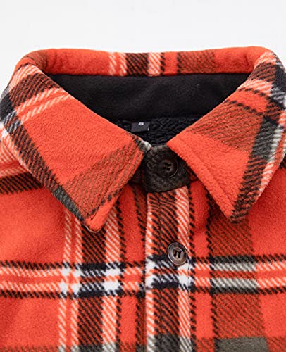 Image of Lisskolo Men's Warm Sherpa Flannel Shirt Jacket Heavy Fleece Lined Plaid Button Up Jackets
