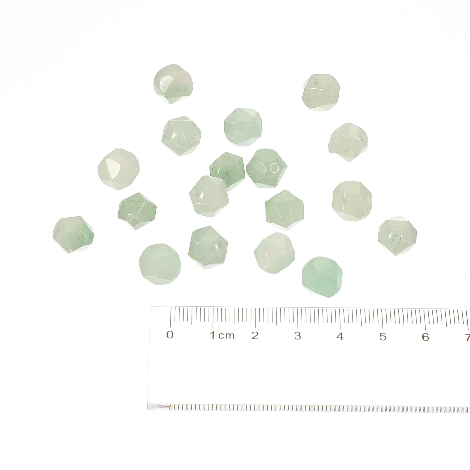 PATIKIL Faceted Polygon Stone, 10 mm Natural Faceted Diamond Round Stone for Craft Bracelet, Necklace Making Design, Light Green - Image 3