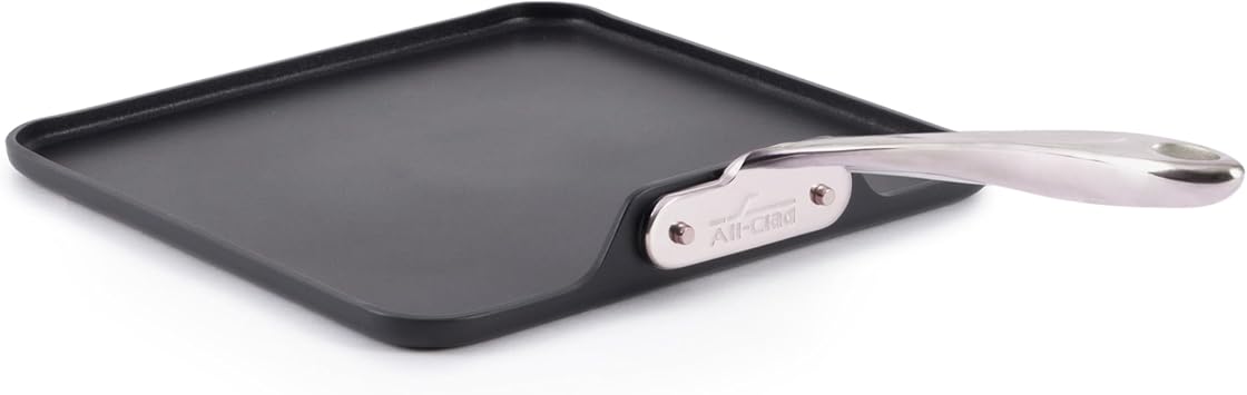 All-Clad HA1 Expert Hard Anodized Nonstick Griddle Pan For Stovetop 11x11 Inch Square Pan, Oven-Safe Up to 500F, Professional Cookware, Dishwasher-Friendly, Pancake Pan, Cookware, Black