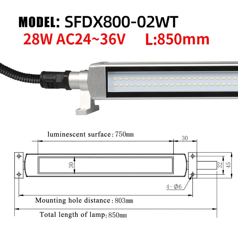 Lampa robocza LED do obrabiarek, tokarki CNC, aluminium wodoodporna i przeciwwybuchowa lampa przeciwwybuchowa, nadaje się do frezarek, szlifierek, stołów warsztatowych, maszyn do szycia (28 W -