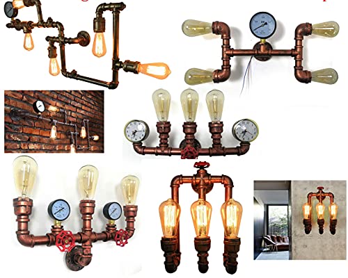 Wandlamp, industrie, retro, van waterbuis, Edison, wanddroger, vintage, steampunk, industriële lamp, wandlamp, messing… - Afbeelding 3