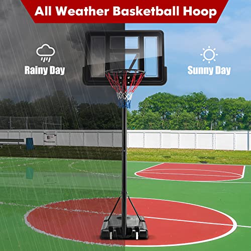 COSTWAY 10FT Basketball Backboard Hoop Net Set, 1.35M-3.05M Height Adjustable Basketball Stand with Wheels, for Kids, Junior and Adults (Red+White+Blue Net) COSTWAY 10FT Basketball Backboard Hoop Net Set, 1.35M-3.05M Height Adjustable Basketball Stand with Wheels, for Kids, Junior and Adults (Red+White+Blue Net)