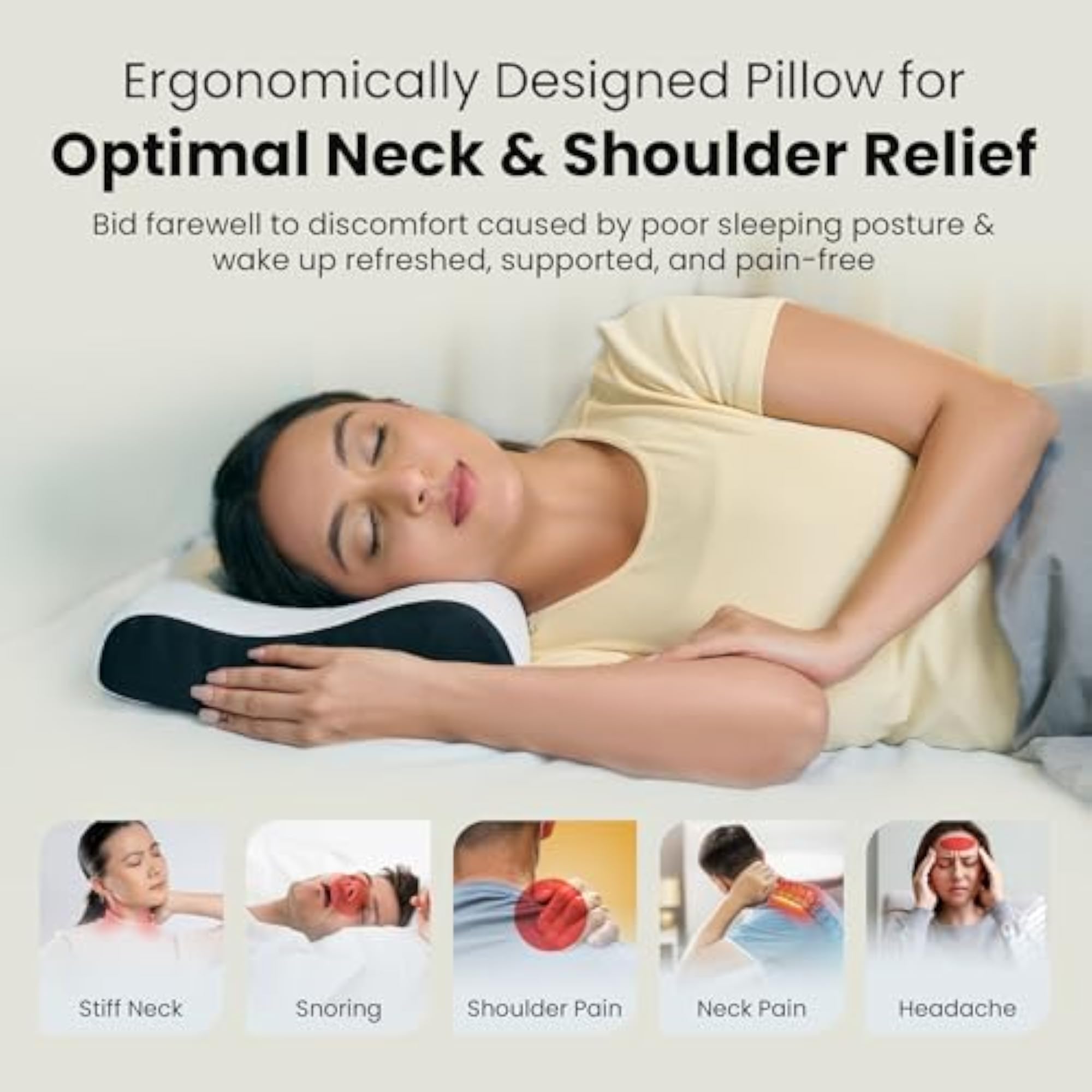 Gel Memory Cervical Neck Pillow for Pain Relief and Sleep